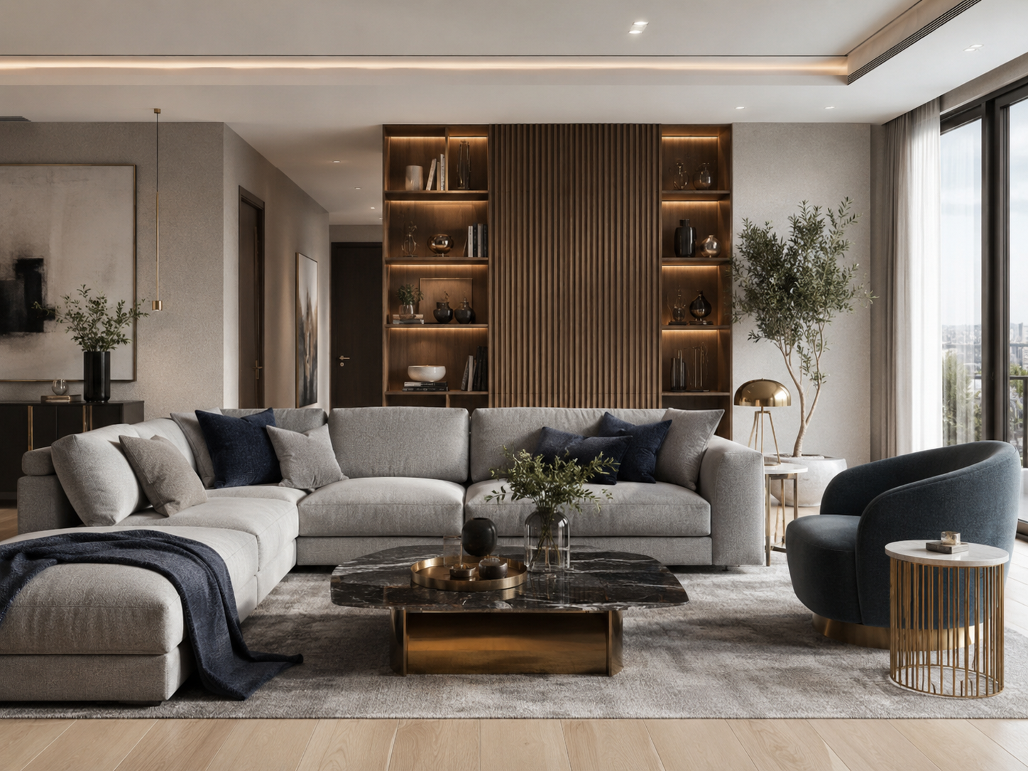 Sala de estar moderna, ambiente de imóvel