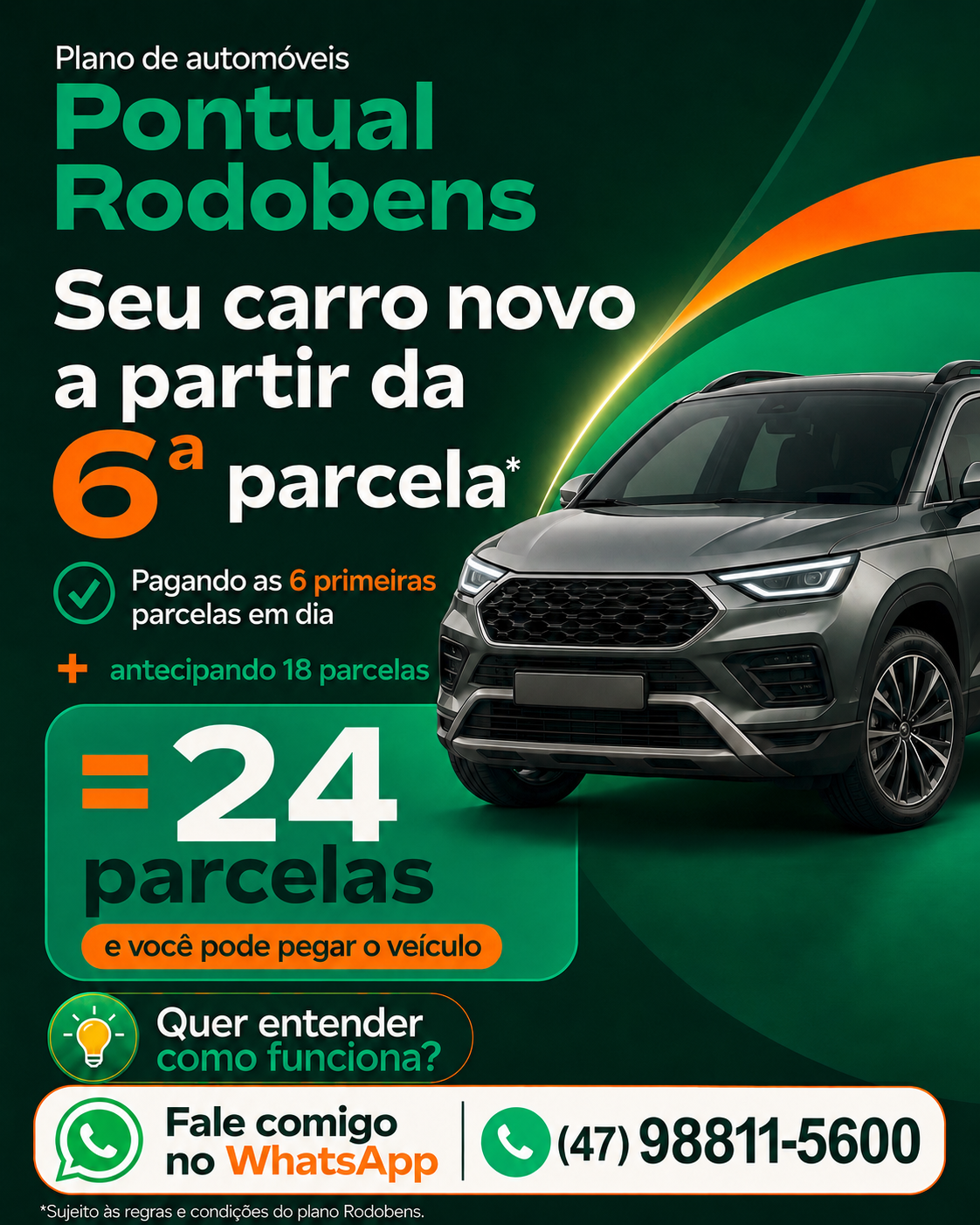 Plano Pontual Rodobens: seu carro novo a partir da 6ª parcela